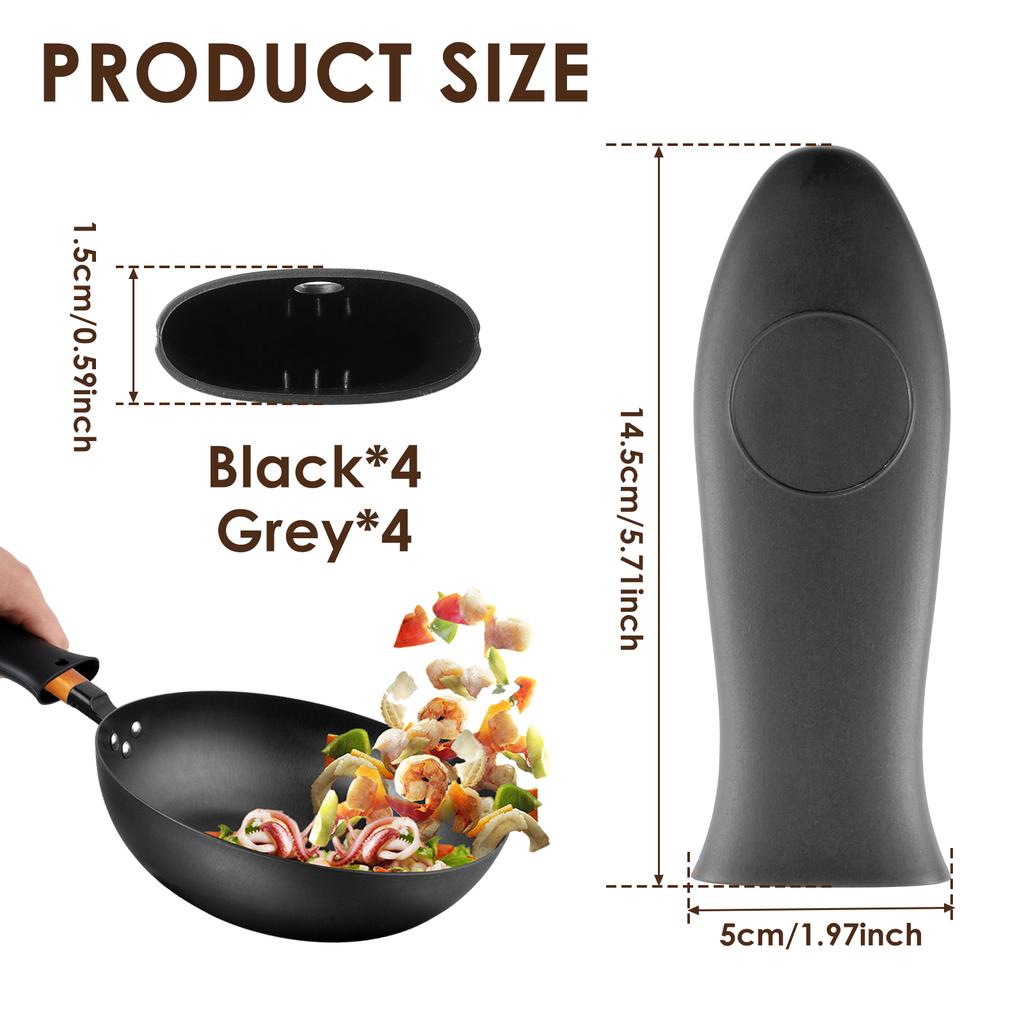 8Pcs Silicone Hot Handle Holder Heat Resistant Pot Handle Covers Flexible Pot Handle Sleeve Dishwasher Safe Silicone Pan Handle