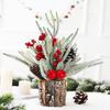 Christmas Artificial Snowy Pine Branches with Vase Faux Pine Cone Berry Arrangement Vintage Faux Cedar Greenery Picks for Home Indoor Fireplace Mantel