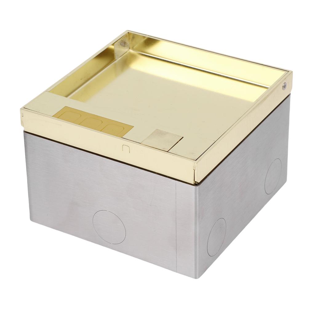 Einbaudose für Bodensteckdose Wasserdicht Edelstahl Flacher Steckdosensatz 4KW 16A mit 2 3-poligen Löchern für Marmor Golden