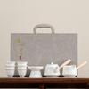 Suet jade tea set, kung fu set, white porcelain office household teapot cover bowl teacup
