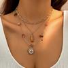 Set of 3 Layered Sun Crystal Pendant Necklace Women Bohemian Style Neck Jewelry Suitable for Fashion Enthusiasts