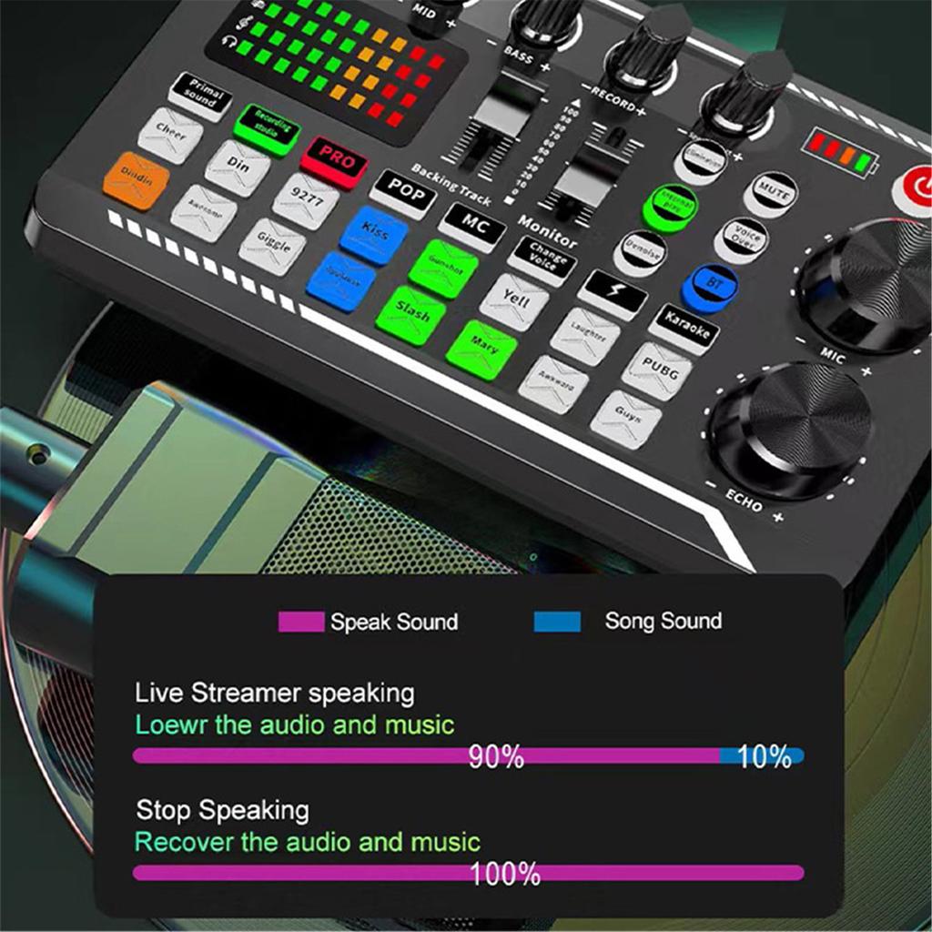 F998 Professional Mixer Live Streaming Equipment Podcast Equipment 3 4 Mobile Phones For Simultaneous Live Streaming One Click Noise Reduction Used F