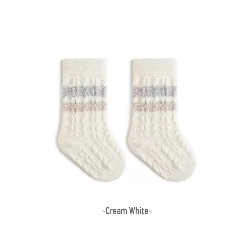 Autumn & Winter Plush Non-Slip Socks: Unisex Infant & Toddler Mid-Calf Indoor Walking Socks