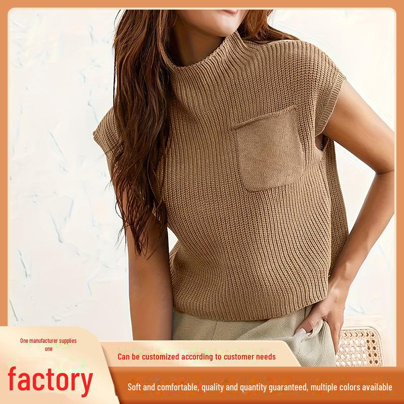 

Women s Sleeveless Knitted Pullover: Versatile Round Neck Sweater Large