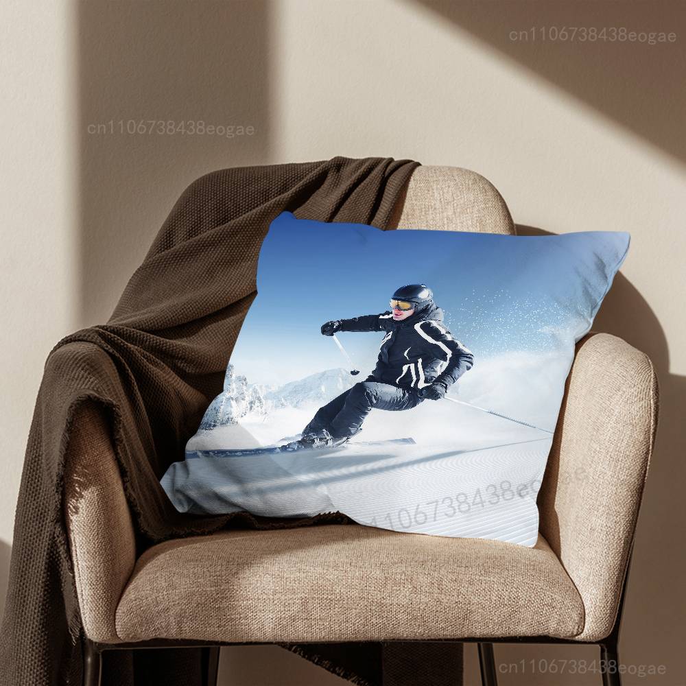 Snowboarding Sport Throw Pillow Case For 45*45cm,55*55cm,30*30cm,Car Pillowcase Home Bedchamber Decor Gift