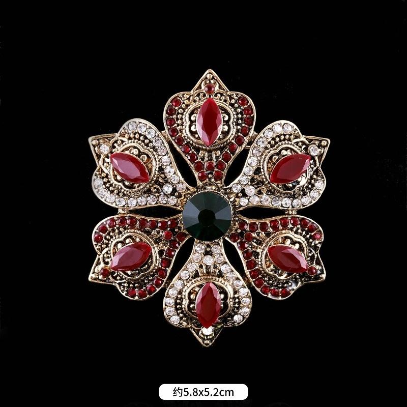 Fulok Court Brooch Femininity Metal Crystal Badge Pin Suit Coat Accessories