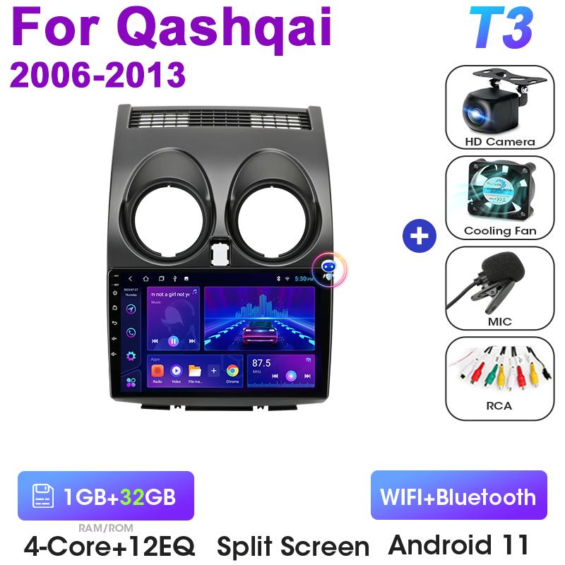 Radio auto 2 Din Android 12 pentru Nissan Qashqai 1 J10 2006-2014 Player video multimedia Navigație GPS Stereo 4G WIFI Carplay Auto