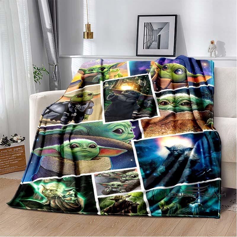 Kawaii Yoda Flannel Blanket Is Soft and Warm, Suitable for Bedrooms, Living Rooms, Bedside Tables, Travel, Picnics, and Other