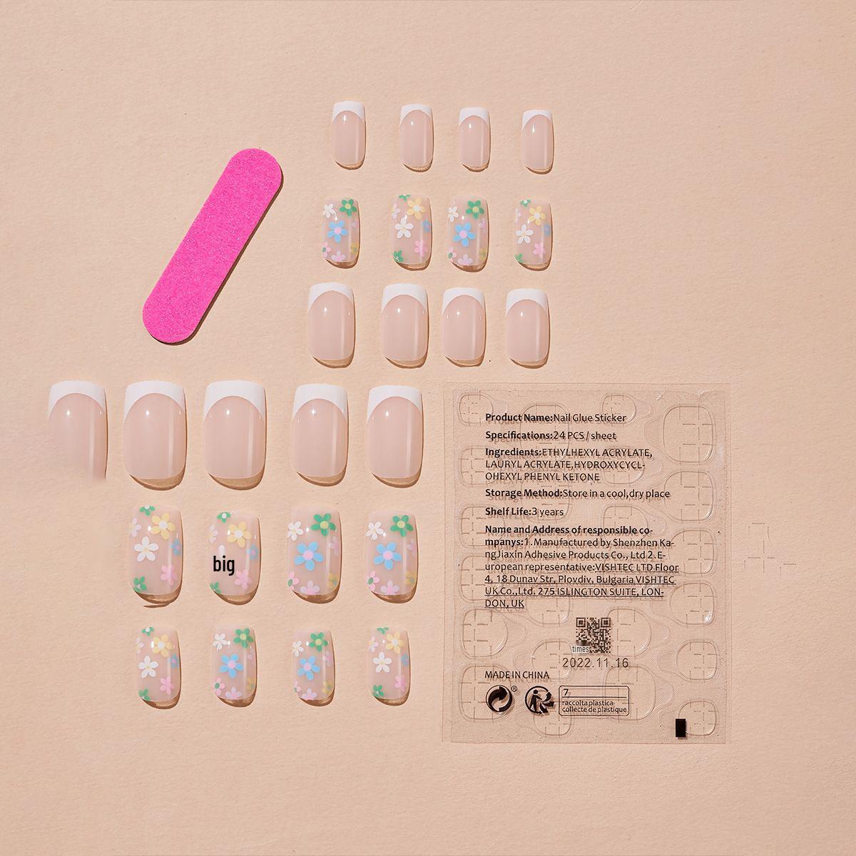 

Handmade Floral French Edge Press-On Nails - Europe & America Bestsellers