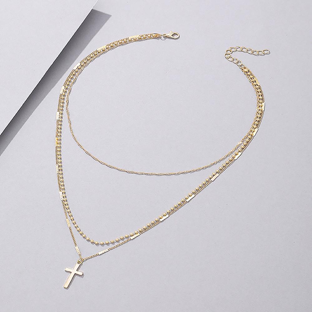 Stylish Alloy Cross Pendant Necklace In Trendy Gold And Silver For Fashion Womens
