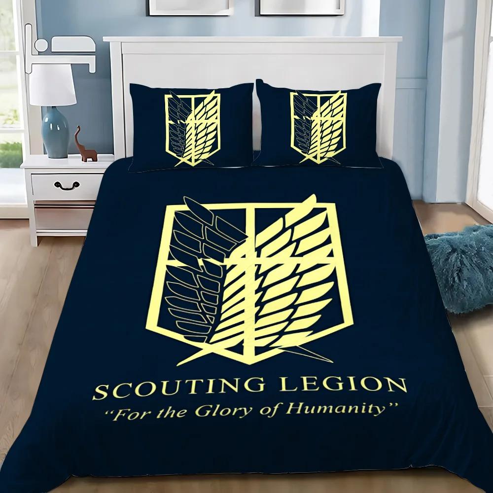 Attack on Titan Anime 3D Printed Duvet Case Pillowcase Bedding Set Twin Full Queen King Size for Bedroom Decor