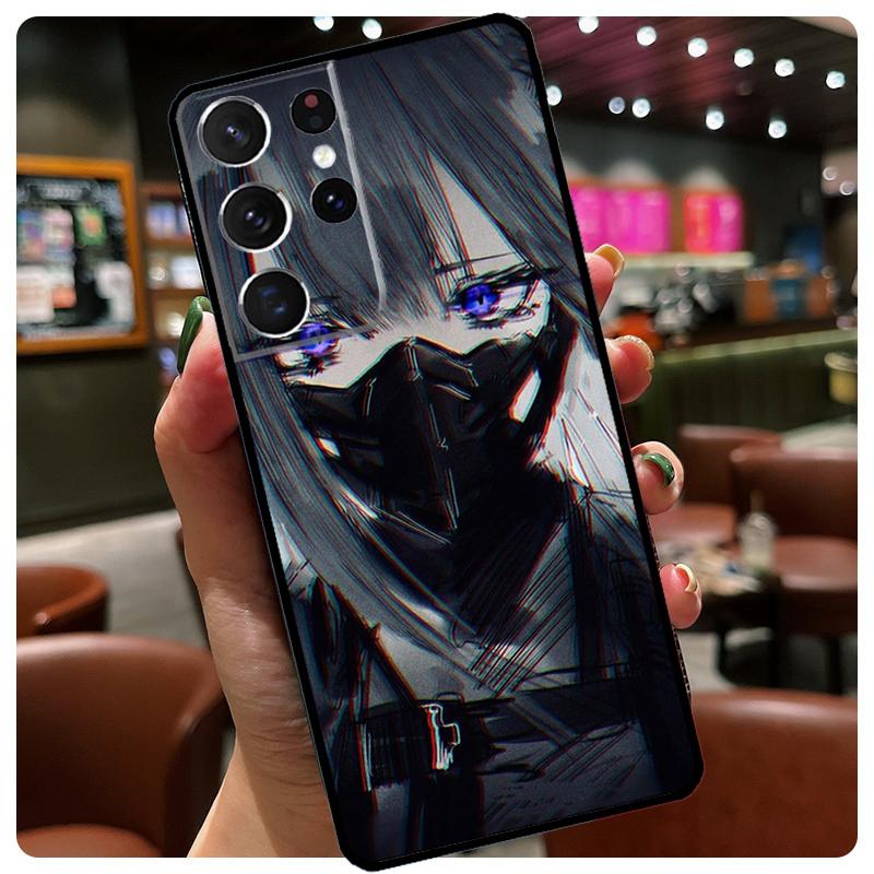 Anime Girl Mask Phone Case For Samsung Galaxy S25 Ultra S20 S21 S22 S23 S24 Ultra S9 S10 Plus S25 FE Cover