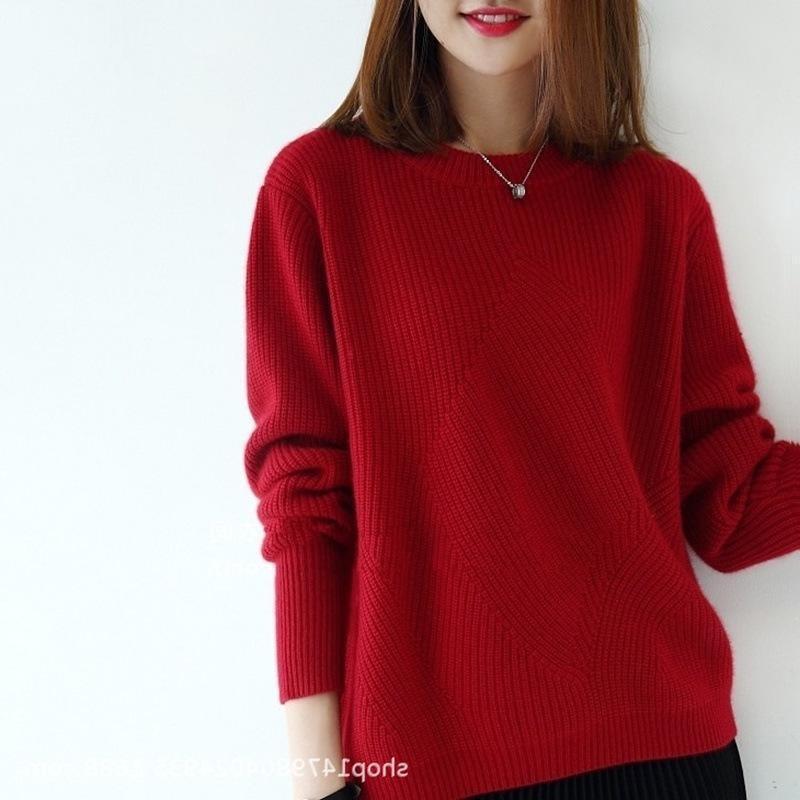 Autumn and Winter Women's Round Neck Sweater Loose Knitted Base Sweater Women's Pullover Sweater