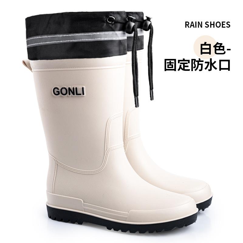 Bundle Mouth Medium Tube Rain Shoes Men's Rain Boots Waterproof Short Overshoes Rubber Shoes Non-slip and Wear-resistant Water Boots Warm Water Shoes