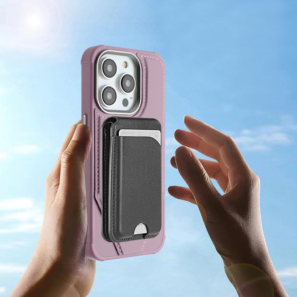 For iPhone 15 Pro Max Case Compatible with MagSafe Kickstand TPU + PU Leather Phone Cover