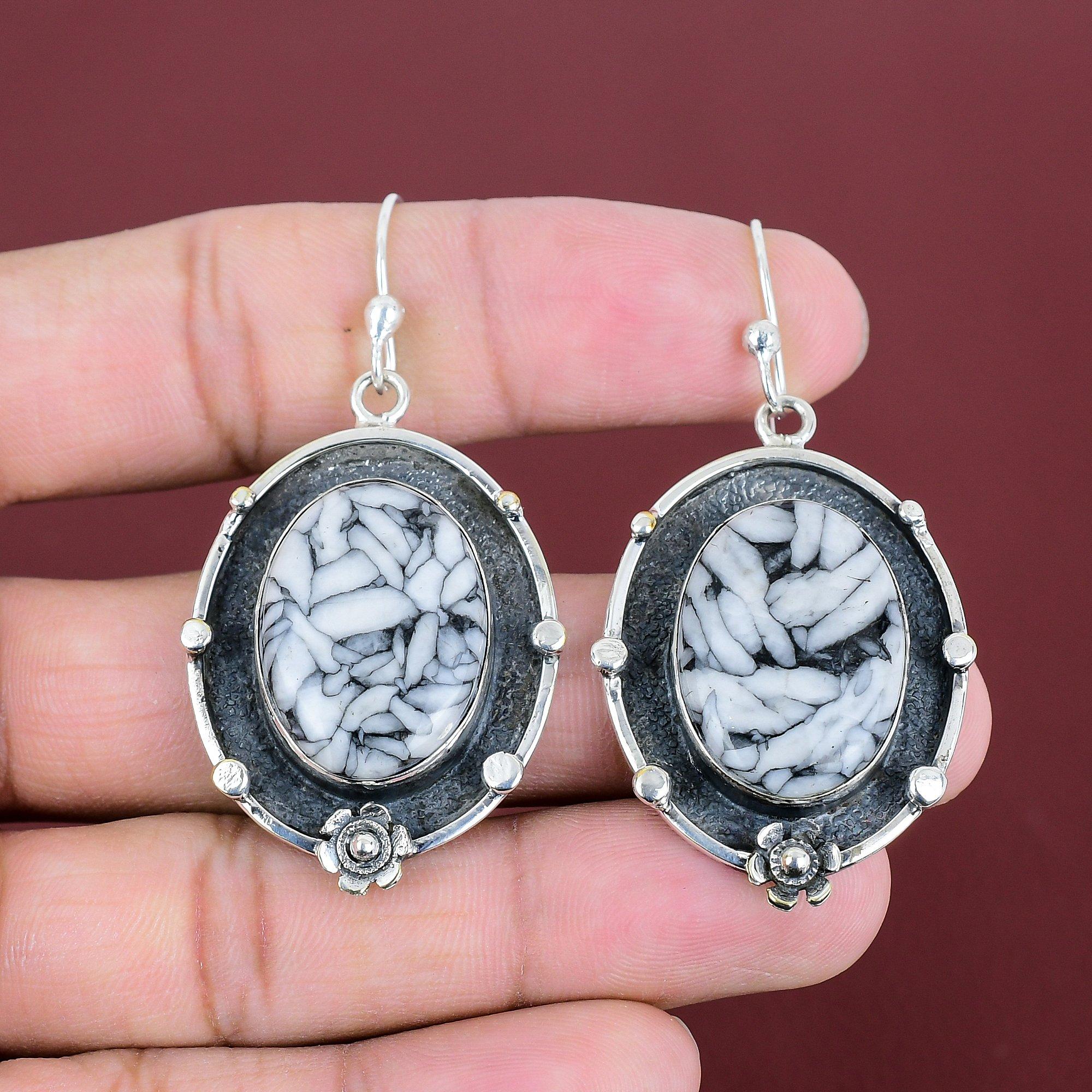 Pinolith Jasper Earring 925 Sterling Silver Earring Gemstone Earring Handmade Pinolith Jasper Jewelry Unique Dangle Earrings Gifts For Women