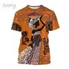 Summer Round Neck African Style Ethnic Woman Graphic 3D Print Top Fashionable Casual Short Sleeved Women's T-shirts