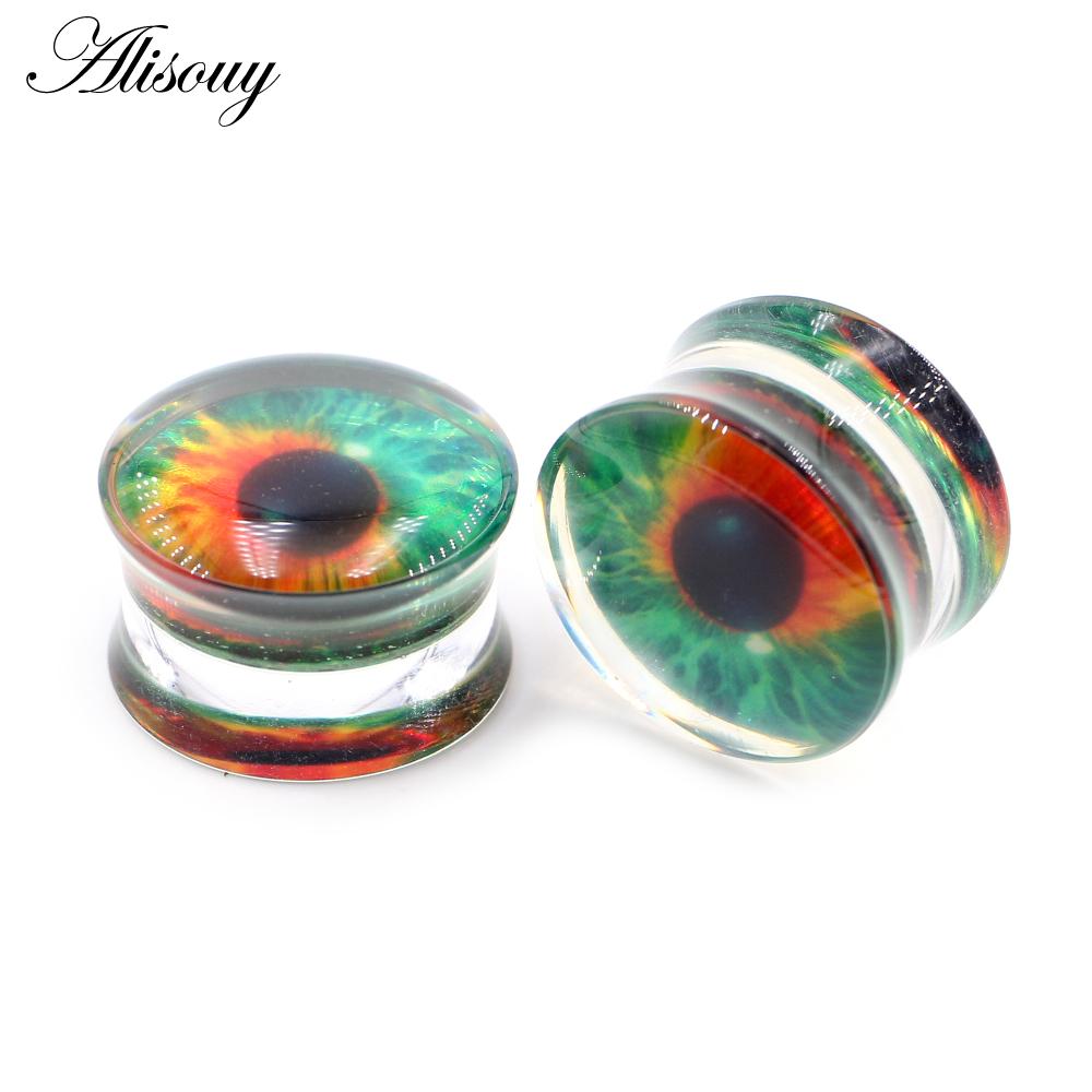 Acrylic Round Alisouy Transparent 2pcs Eyeball Ear Gauges Tunnels Plugs Flesh Stretcher Expander Earrings Piercing Body Jewelry