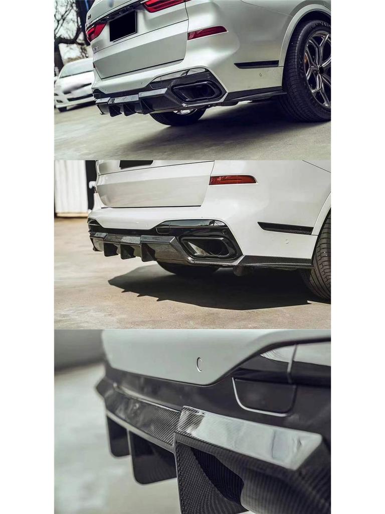 Compatible with BMW X7: Carbon Fiber FD Style Front Lip Splitter, Rear Lip Corner Covers, Side Skirts, Roof Spoiler, Diffuser (2019-2022)