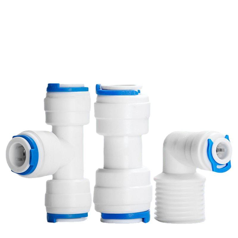 Water Purifier Quick Connect Fitting Adapter: 1/4, 3/8, 1/2 Inch with 1/2 Thread, Including Tee Elbow and Straight Connector