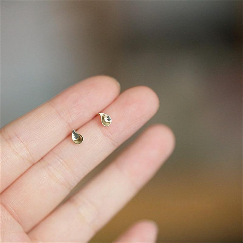 925 Sterling Silver Gold Plated Teardrop Stud Earrings for Women Minimalist Tiny Daily Wear Jewelry Gift Silver