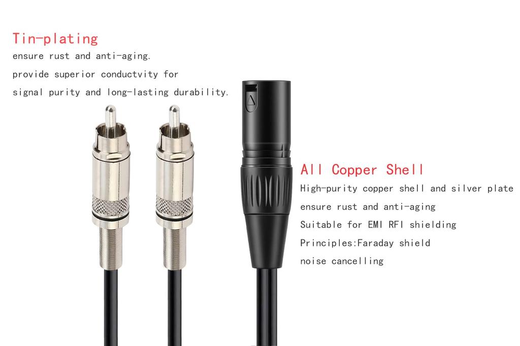 Luxferre XLR to RCA Conversion Cable XLR Male to 2 RCA 1m Dual RCA to XLR Cable Compatible with Microphones Speakers Amplifiers Mixers Cameras