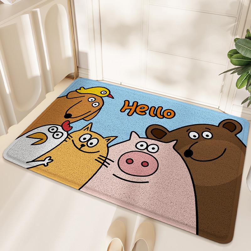 

Коврик для дома из ПВХ с изображением животных из мультфильма, грязеотталкивающий, проволочное кольцо, противоскользящий коврик для входной двери 60 * 90Cm (edge pressing)
