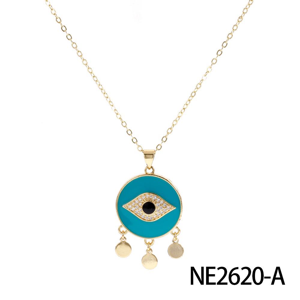 18K Gold-Plated Turkish Evil Eye Pendant Necklace with Tassel