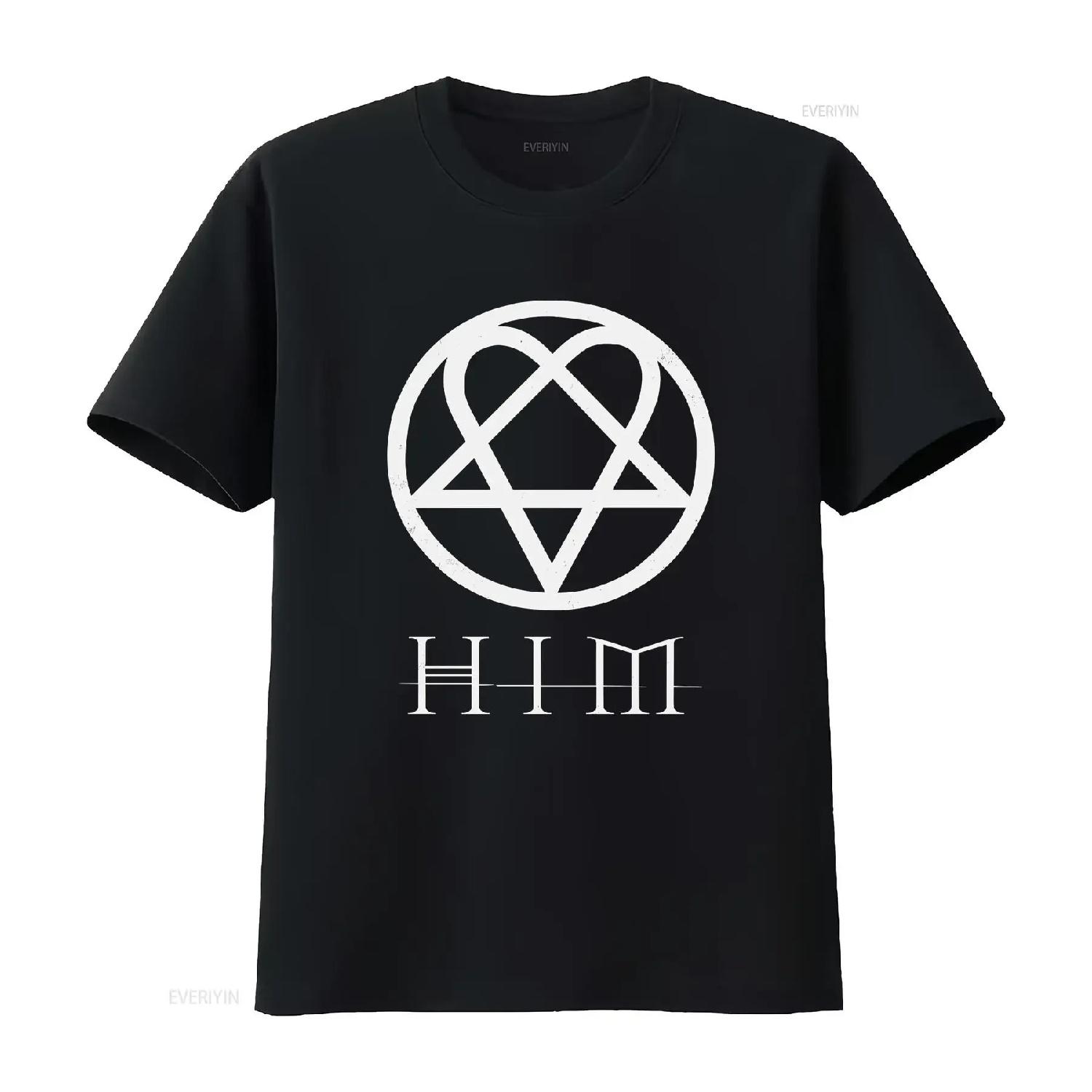 Футболка с логотипом Heartagram Him Band Роза винтажная стирка слегка повседневная топ для повседневной носки графический мужская мода удобная S чёрный