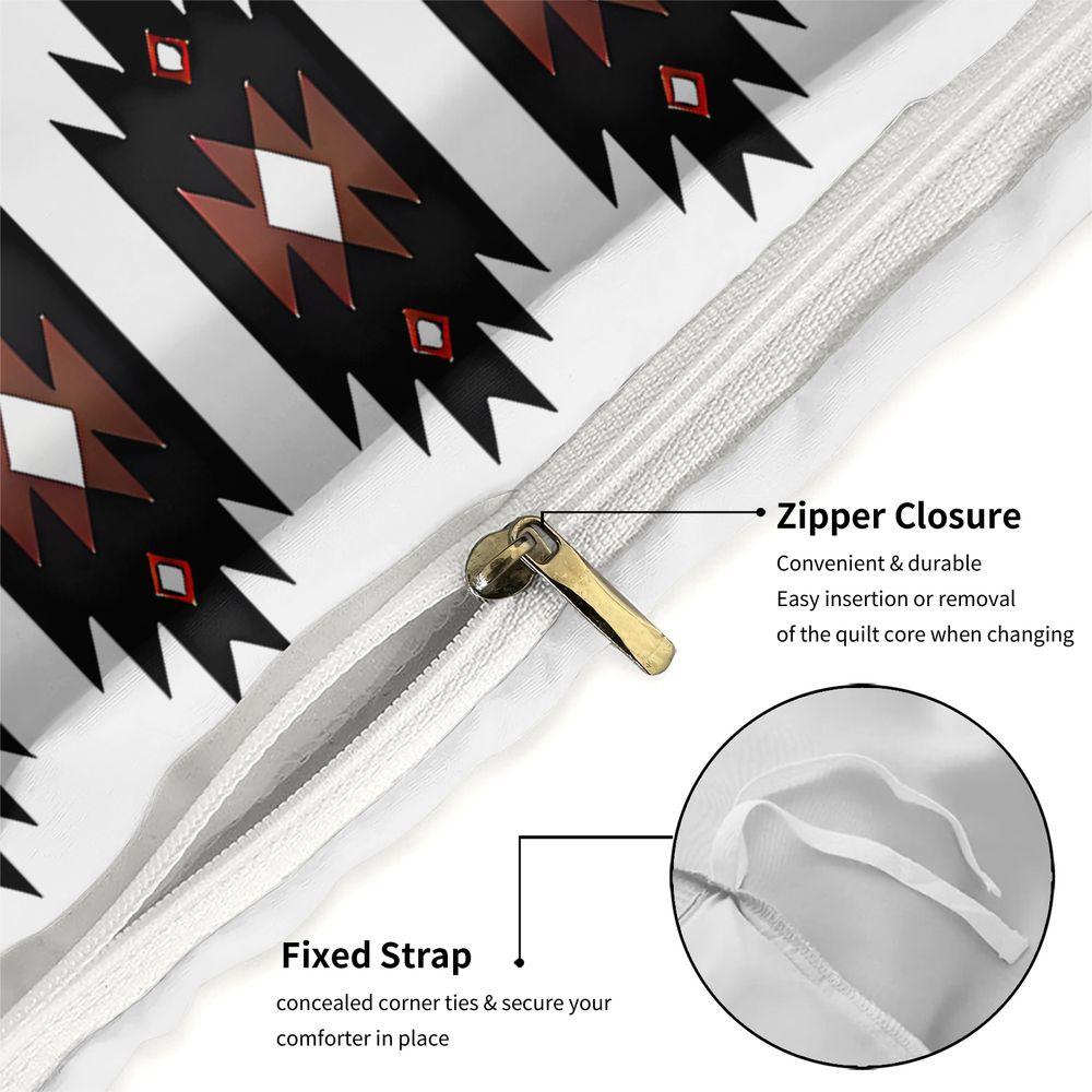 2/3Pcs Western Tribal Bull Skull Duvet Cover Set(1 Duvet Cover & 1/2 Pillowcase)Boho Geometric Bedding Set for Bedroom Decor