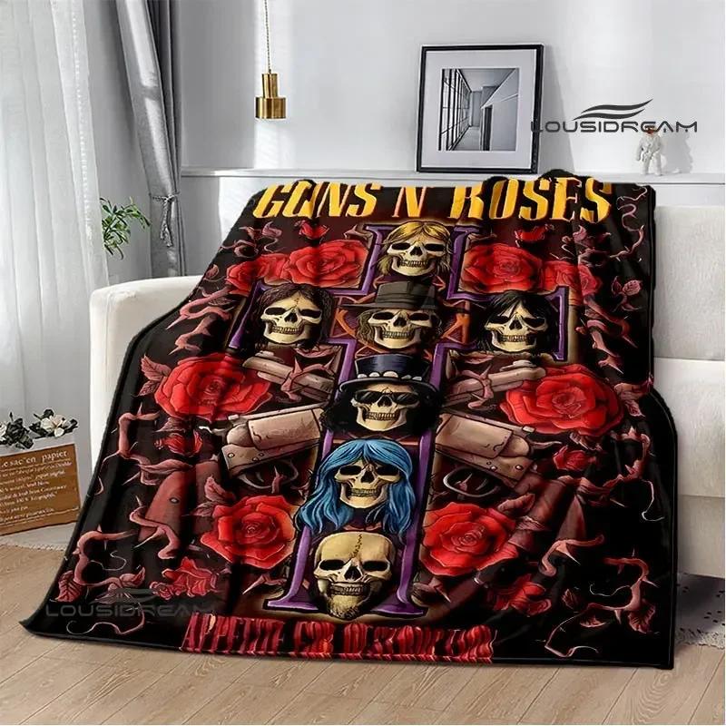 Guns n'roses band retro printed blankets Flannel Warm Blanket Soft Comfort Blanket Home Travel Blankets Bedding birthday gift
