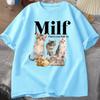 MILF Unisex Amo i Felini Cottagecore Gatti Maglietta per Donne Unisex Amante dei Gatti T-shirt Divertente con Cuccioli Stampati Larga Streetwear