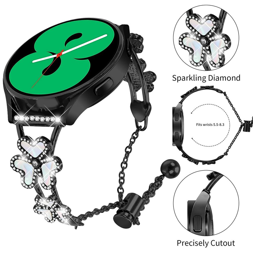 Metal Band Heart Clover Decor For Samsung Galaxy Watch3 41mm Watch Bracelet Replacement