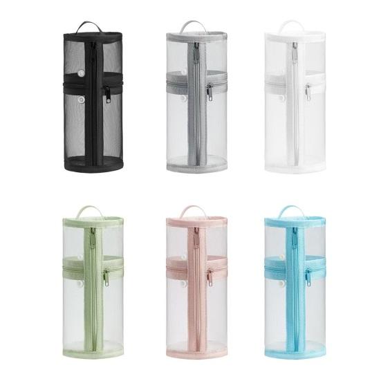 Pencil Case Large Capacity Transparent Mesh Pencil Bag Multifunctional Student Stationery Storage Organizer Cosmetic Bag for School Office Travel