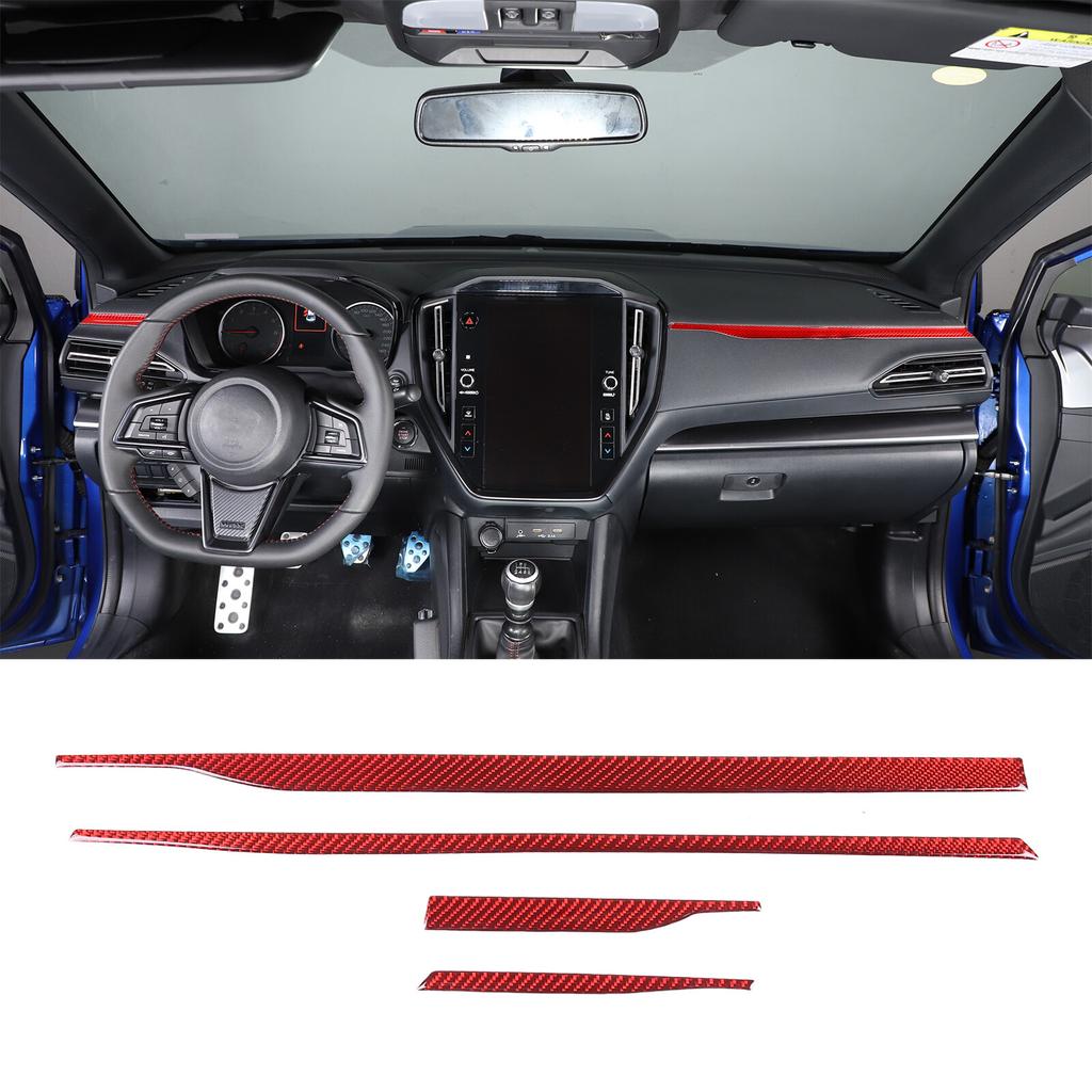Red Carbon Fiber Interior Side Dashboard Trim Cover For Subaru WRX -24