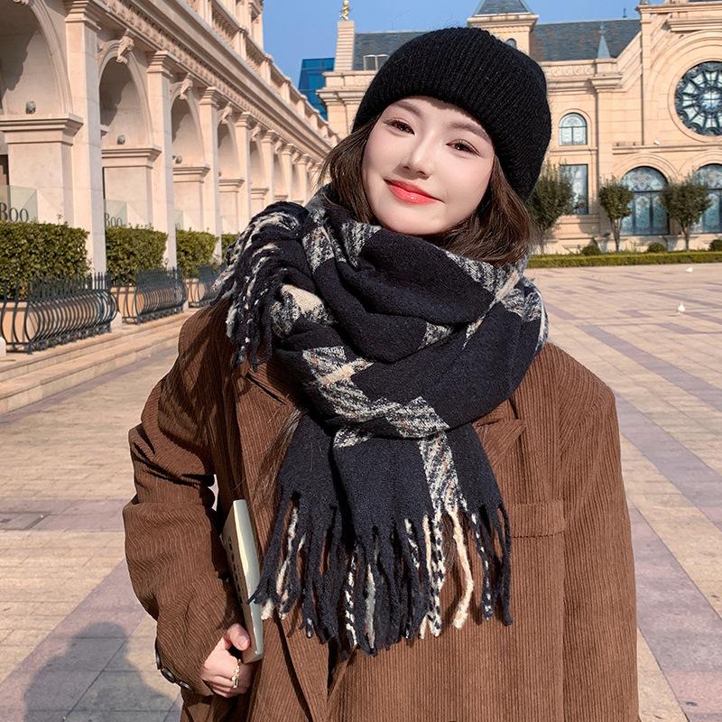 Scarf Women's Winter New Korean Version Fashion Versatile Thickened Warm Dual-purpose Shawl Imitation Cashmere Couple Scarf