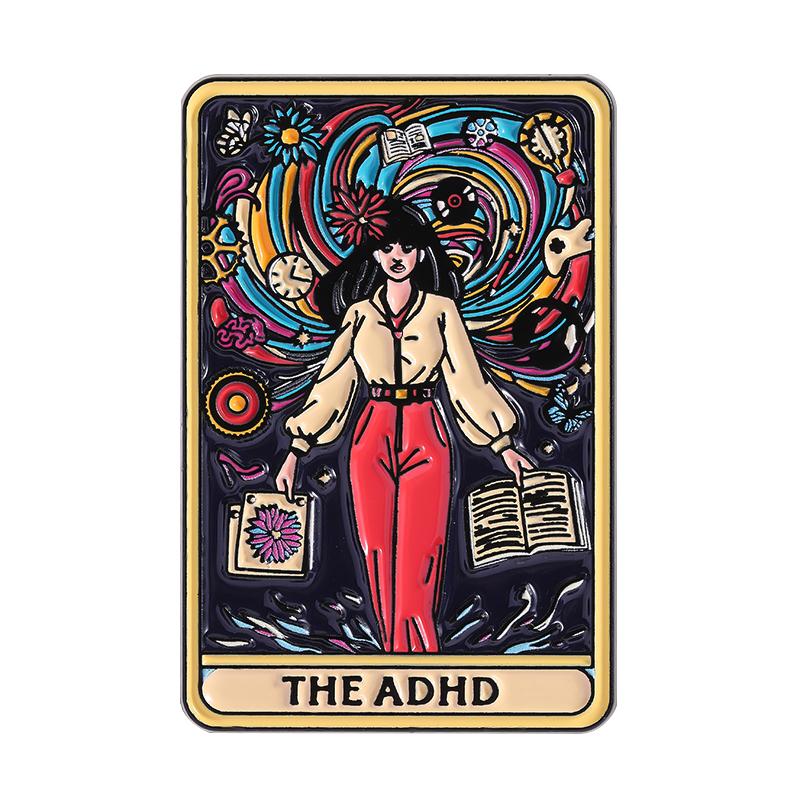

Tarot Card The ADHD Enamel Pin Mental Health Awareness Metal Brooch Backpack Lapel Badge Jewelry Accessories Gift for Friends