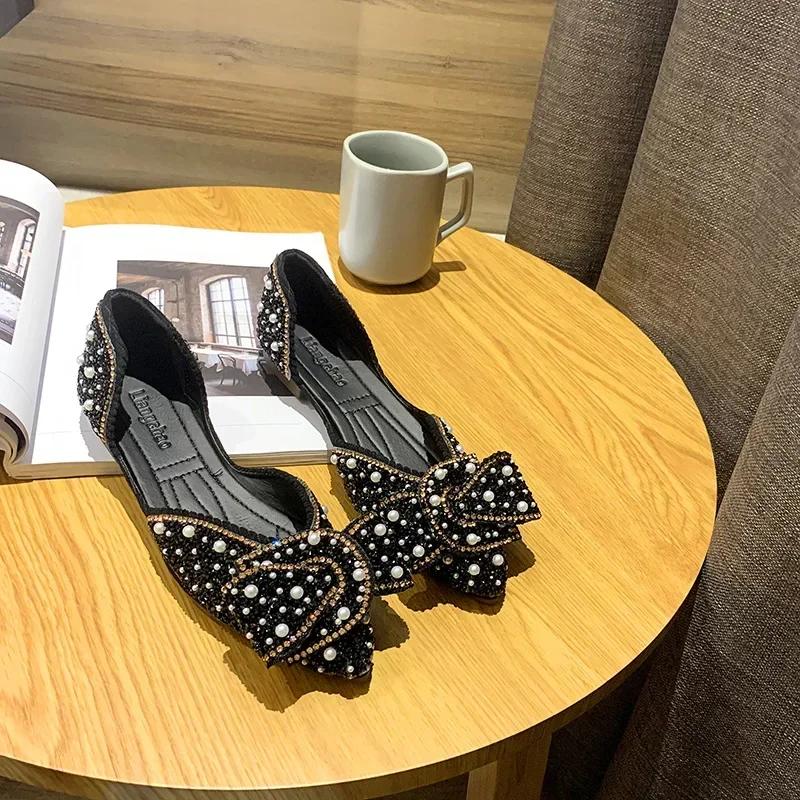 Women Fashion Flat Single Shoes Feamle Autumn Pointed Toe Shoes Flat Loafers Soft Sole Ladies Plus Size 35-43 Zapatos De Mujer