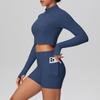 Women's Slim Fit Zip-Up Jacket & High-Waist Butt-Lifting Shorts Yoga Set