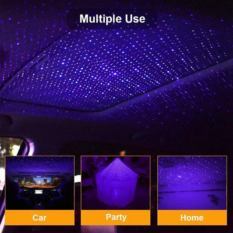 2Pcs Mini LED Car Roof Star Night Lights Interior Ambient Starry Sky Projector Light Auto Roof Room Ceiling USB Atmosphere Lamp