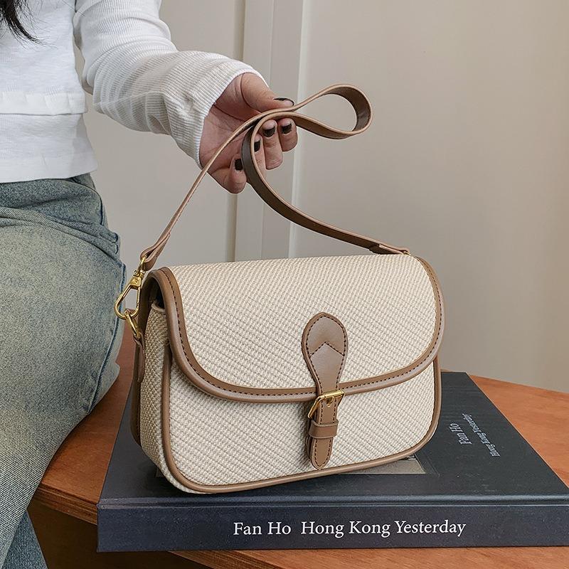 Bag women's high-end sense spring and summer new contrasting color underarm baguette bag commuting versatile shoulder messenger bag