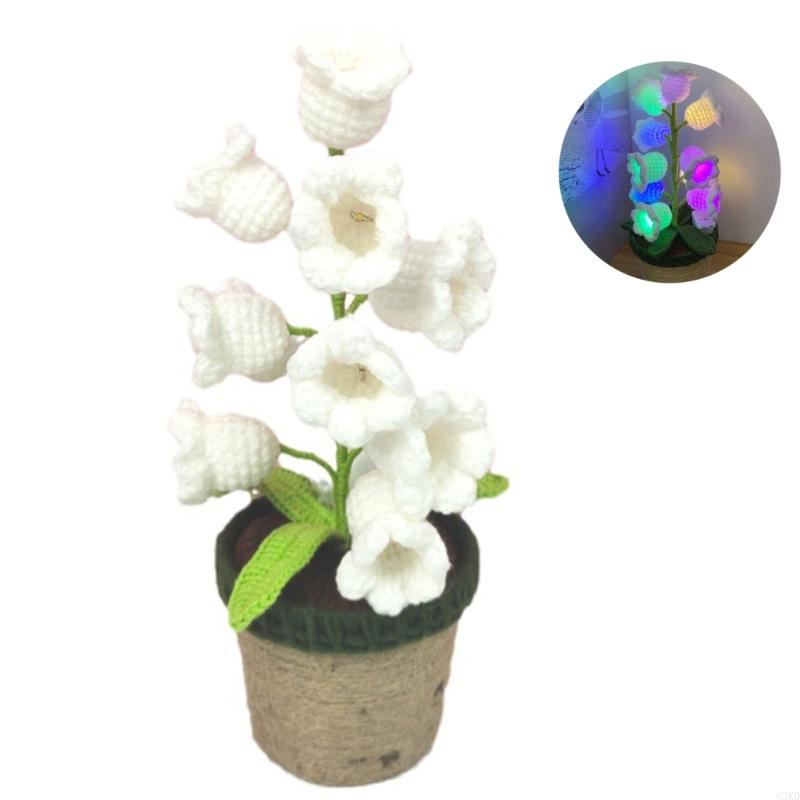62KD Intricately Produced Flower Plant Light Cotton Rope Knitted Flower Artistic Flower LED Light Plant