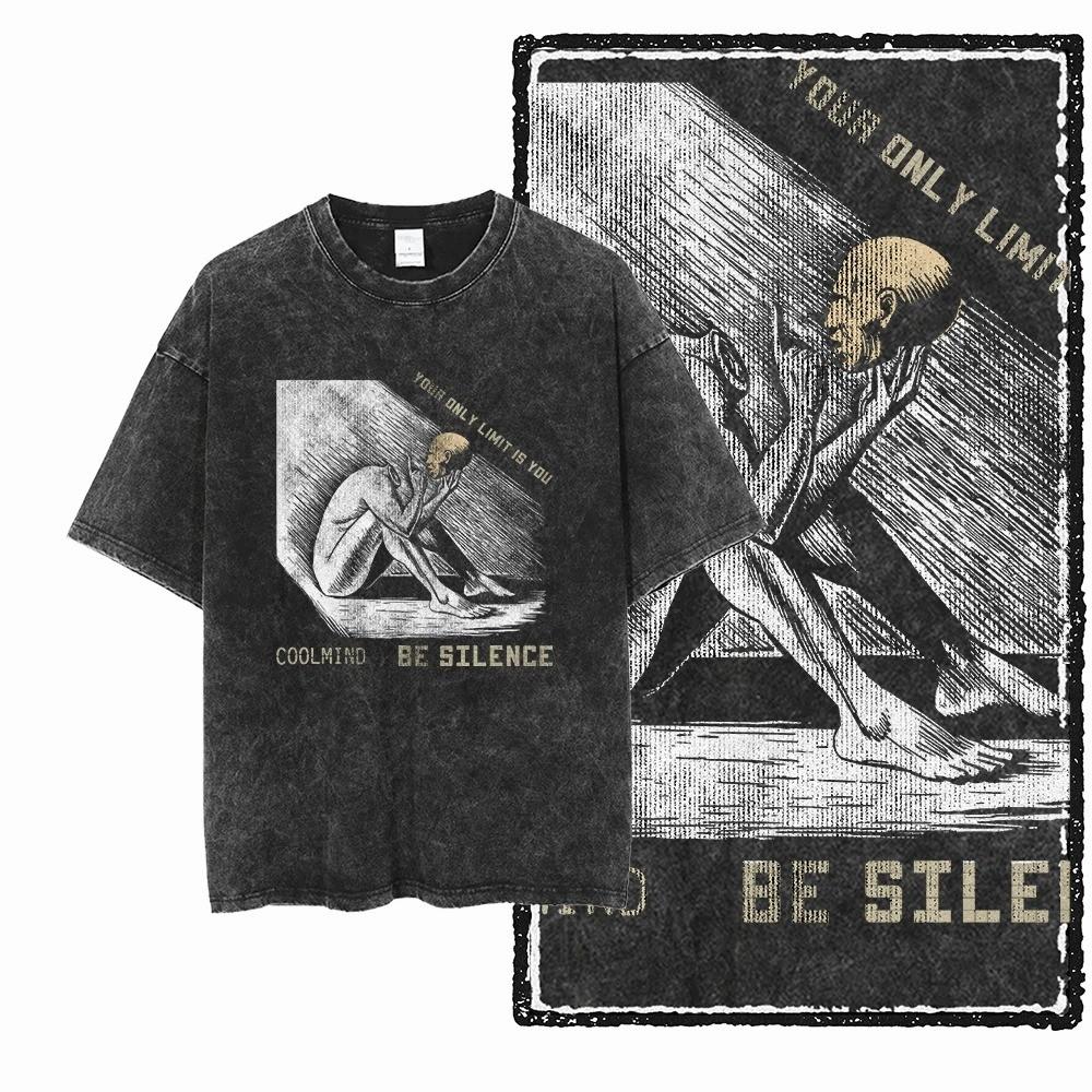 Vintage Washed DROP Surreal Art Oversized TShirt Dark Aesthetic Falling Unisex Graphic Tee Vintage Clothes Women Clothing