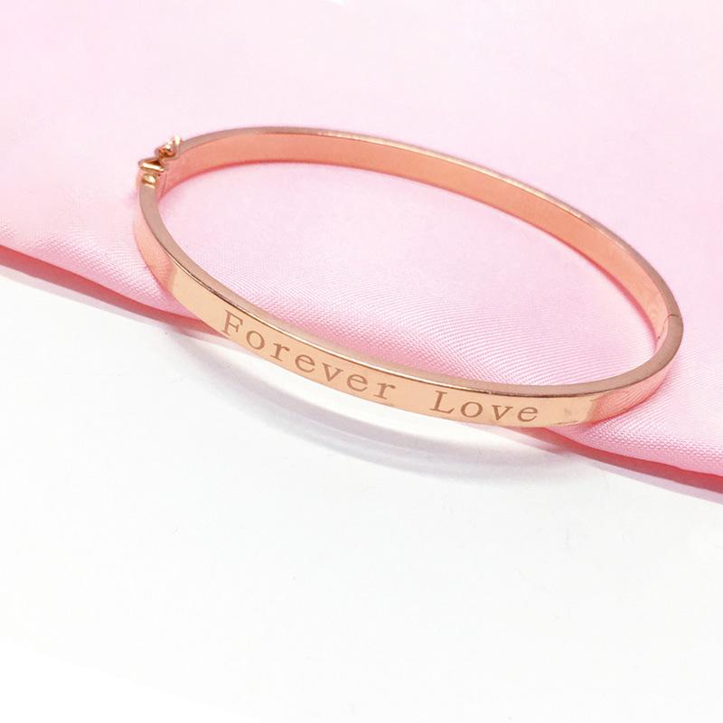 Rose Gold Plated Purple Gold Letter Shiny Colored Gold Bracelet Women'S Exquisite Jewelry Fashion