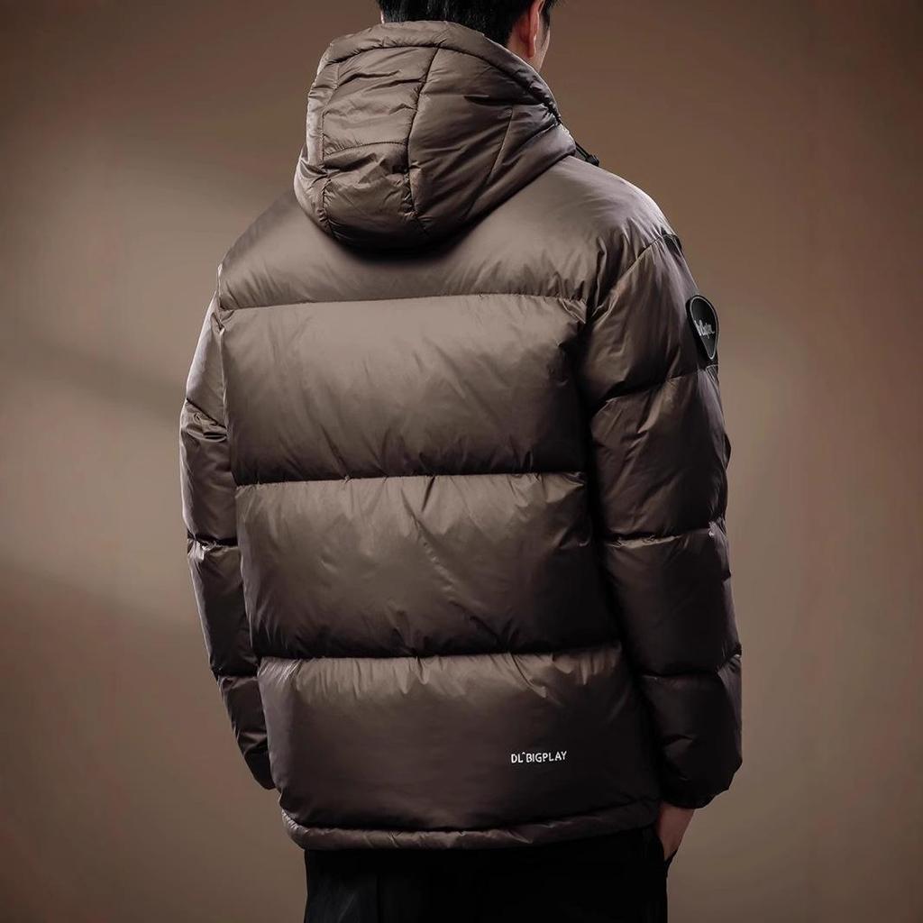 Men's Italian Winter Thick Hooded Down Jacket - 90% Duck Down, Short, Loose, Plus Size Puffer.