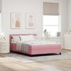 LED Box Spring Bed with LED Light Strips Pink 140 x 200 cm Velvet