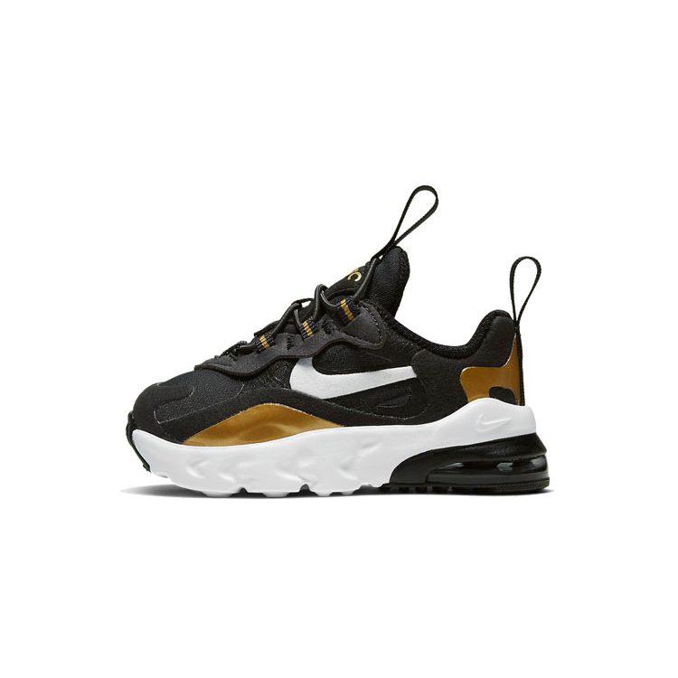 Nike Air Max 270 Cushioning Low top Running Shoes Black Gold Infant And Toddler CD2654-005