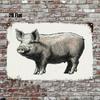 Vintage Metal Wall Art Farmhouse Pig Poster for Living Room Decor
