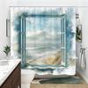 Scenic Ocean View Window Design Polyester Shower Curtain - Nautical Style Bathroom Decor, Stylish Bathtub Partition Curtain