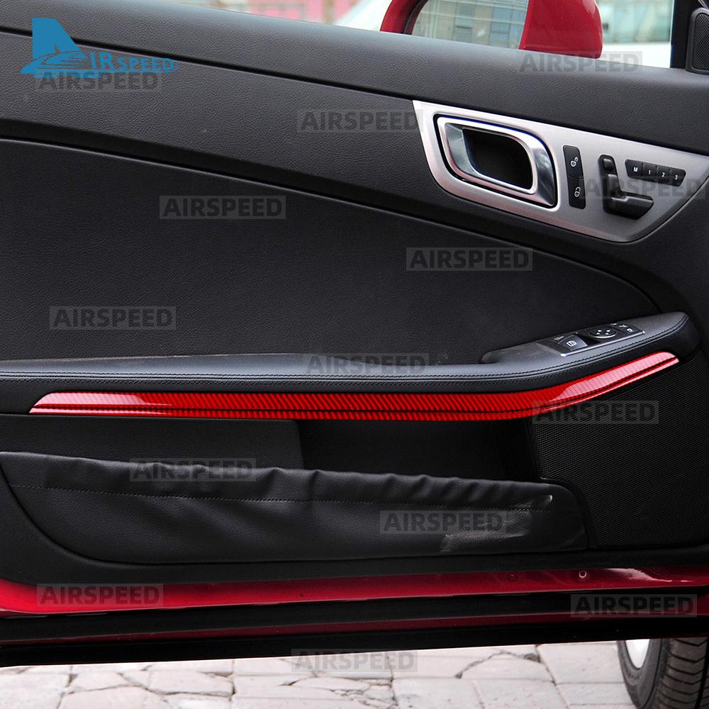 Real Soft Carbon Fiber Trim Sticker For Mercedes Benz SLK R172 2011-2014 2015 2016 SLC 2016-2020 Car Door Trim Strip Accessories